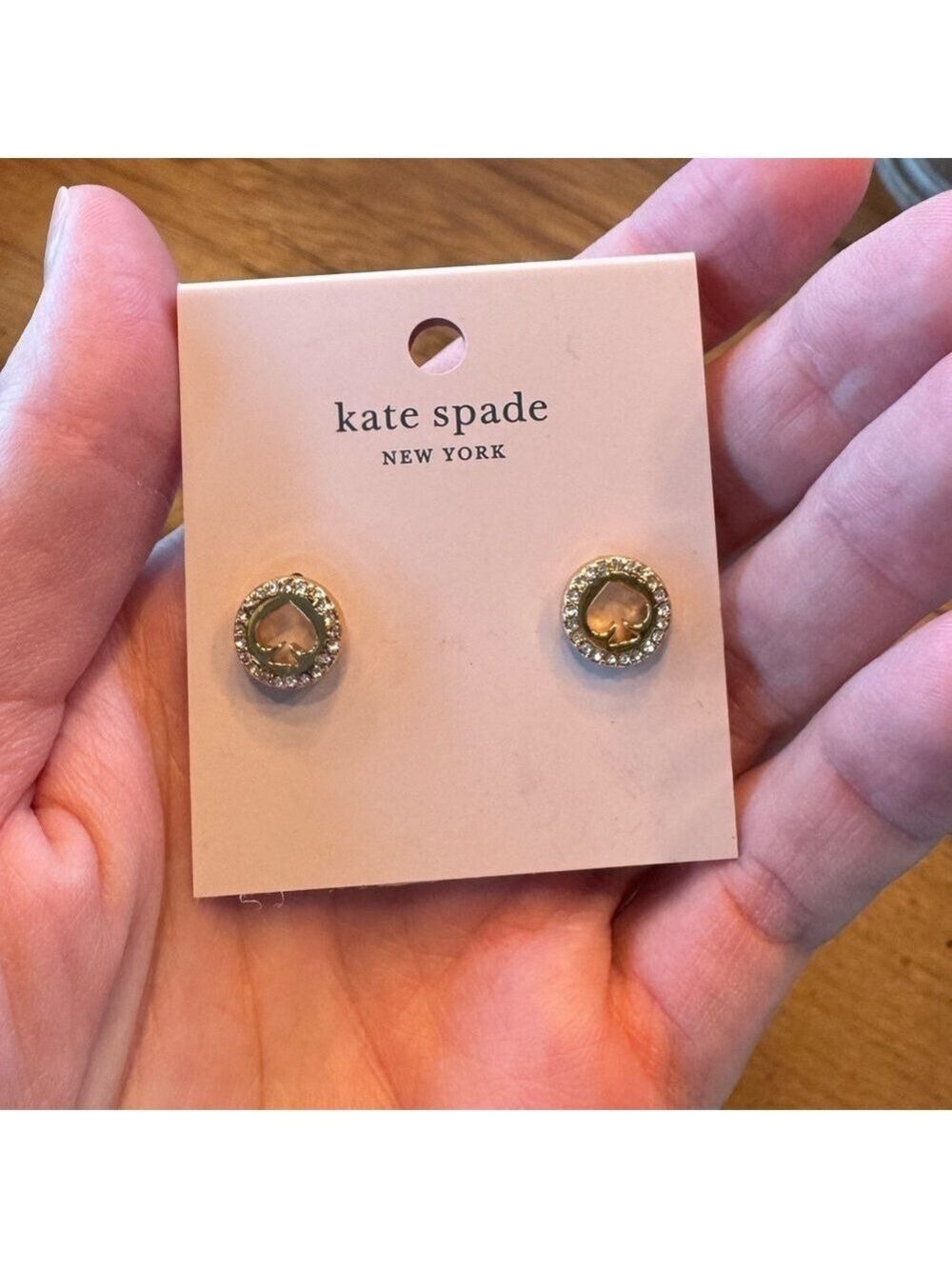Kate Spade New York Clear And Gold Studded Sparkly Earrings NWT - Picture 4 of 5